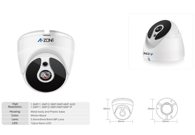 Waterproof AHD Security Cameras , Remote Indoor Dome Security Camera  12pcs Nano Leds