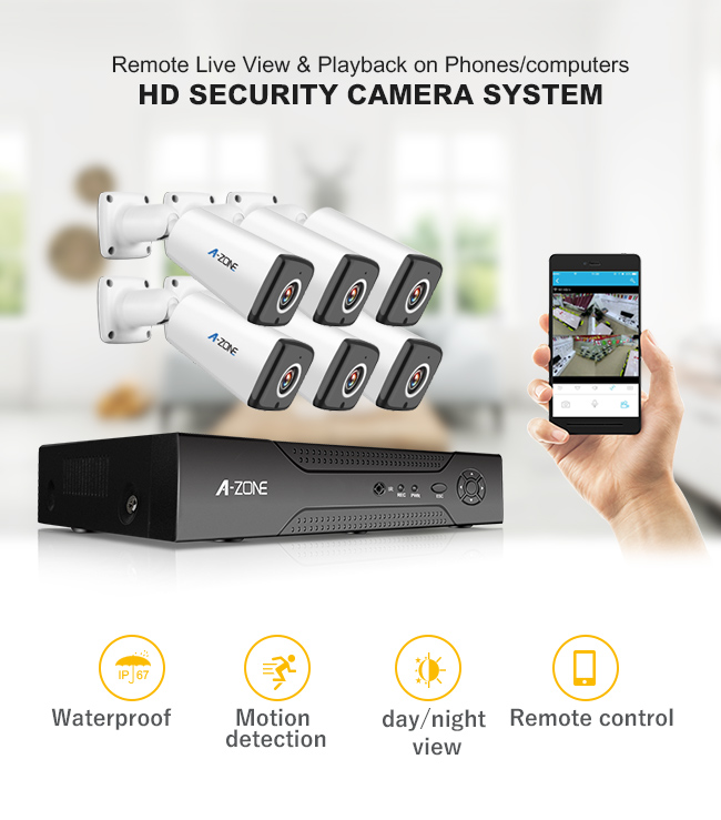 CMOS Sensor  6 Camera Cctv System  3 Megapixel Surveillance nvr Kits For Shop