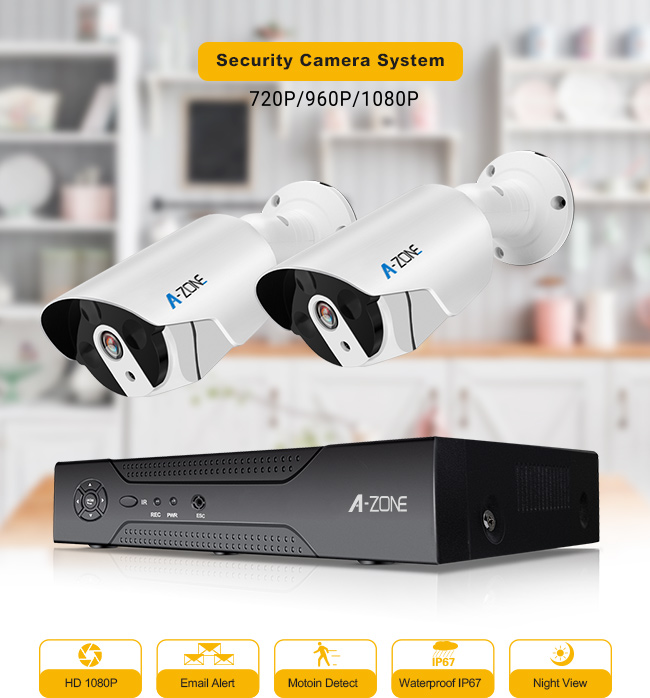 960P Bullet 2 Channel Security Camera System WaterProof Ip Camera Dvr