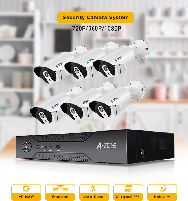 2MP 6CH AHD CCTV Kit 1080P Cctv Kit Network Video Recorder For Home