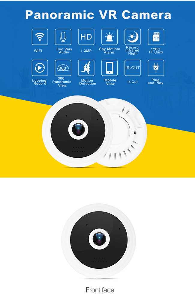OEM 360 Fisheye Security Camera , Wireless Fisheye Ip Camera Two Way Voice