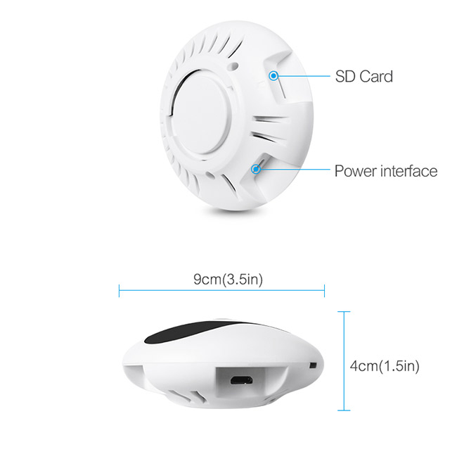 Indoor Wifi Dome Mini Fisheye Ip Camera Hidden Spy Built In Speaker