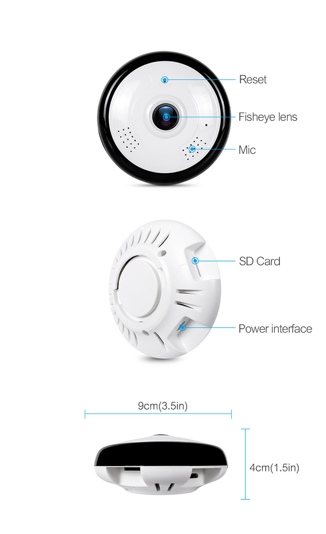 Wifi 360 Panoramic Vr Camera / Fisheye Ir Camera Supports Wireless Connection