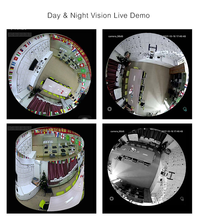 HD Fisheye 360 Panoramic Vr Camera WIFI Two Way Audio 200W High Performance Sensor