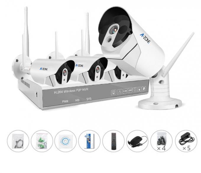 1.0MP 720P 4 Wireless CCTV Camera Kit  , House Security Camera Kit 