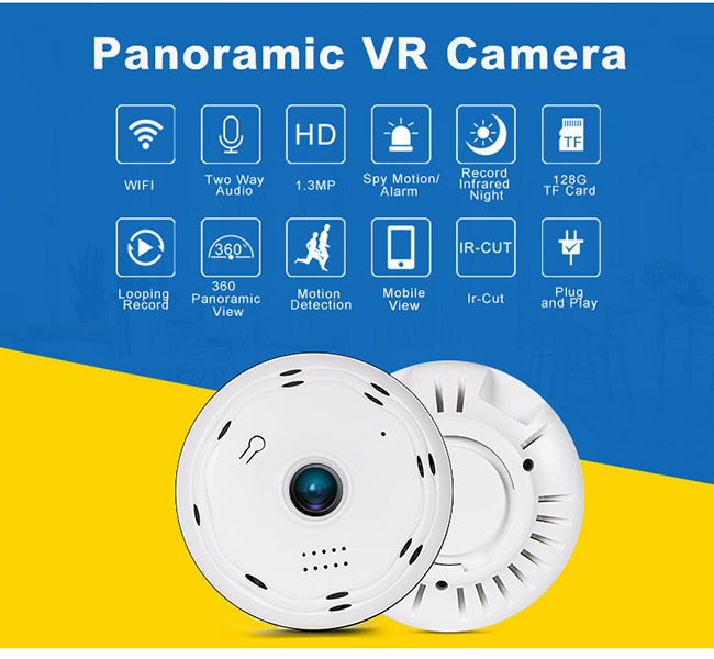 P2P 360 Panoramic Fisheye Dome Camera Vr Video Hd 64G SD CARD